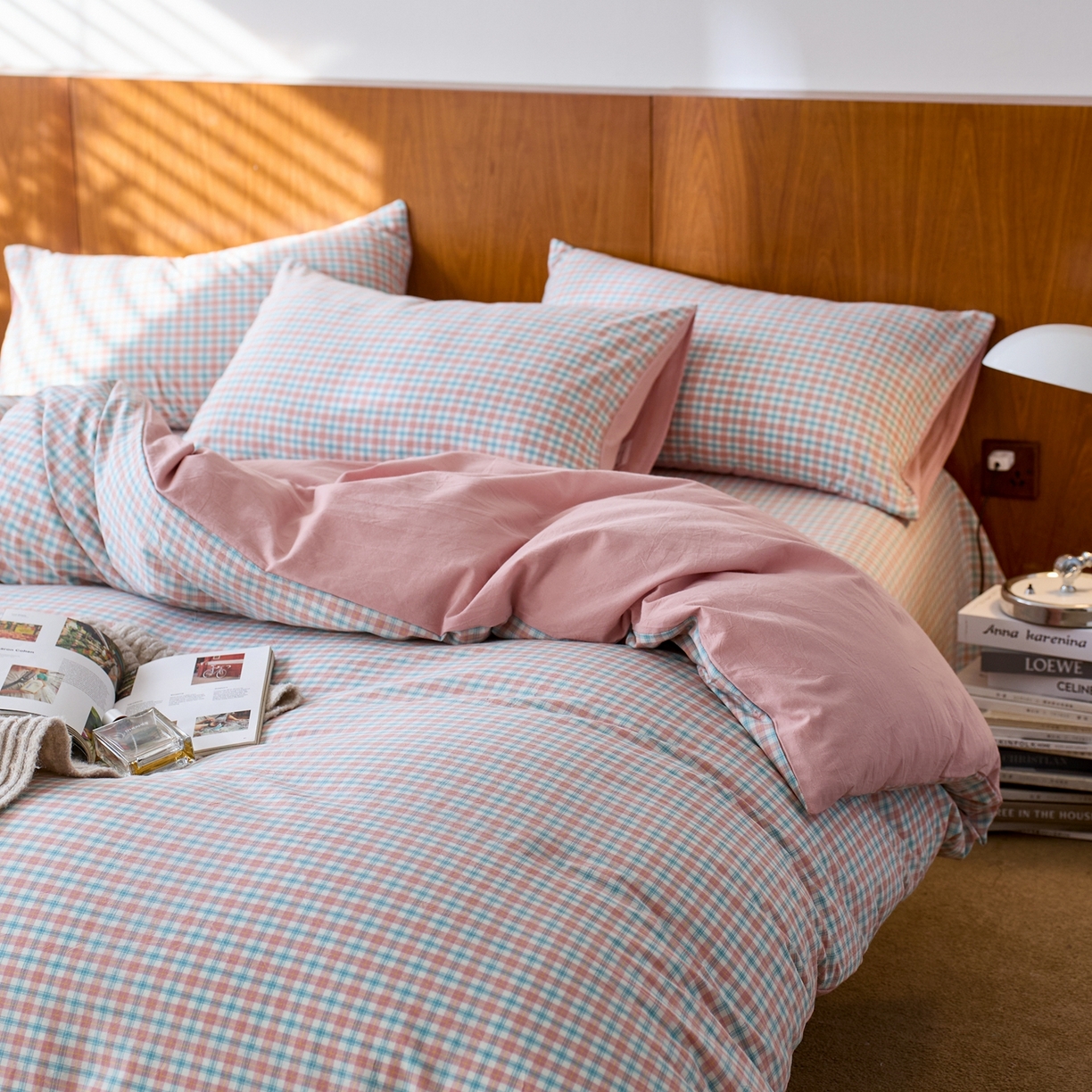 91家纺网 家纺一手货源 找家纺 启程家纺 2026春夏新款全棉纯棉色织水洗棉四件套 松墨