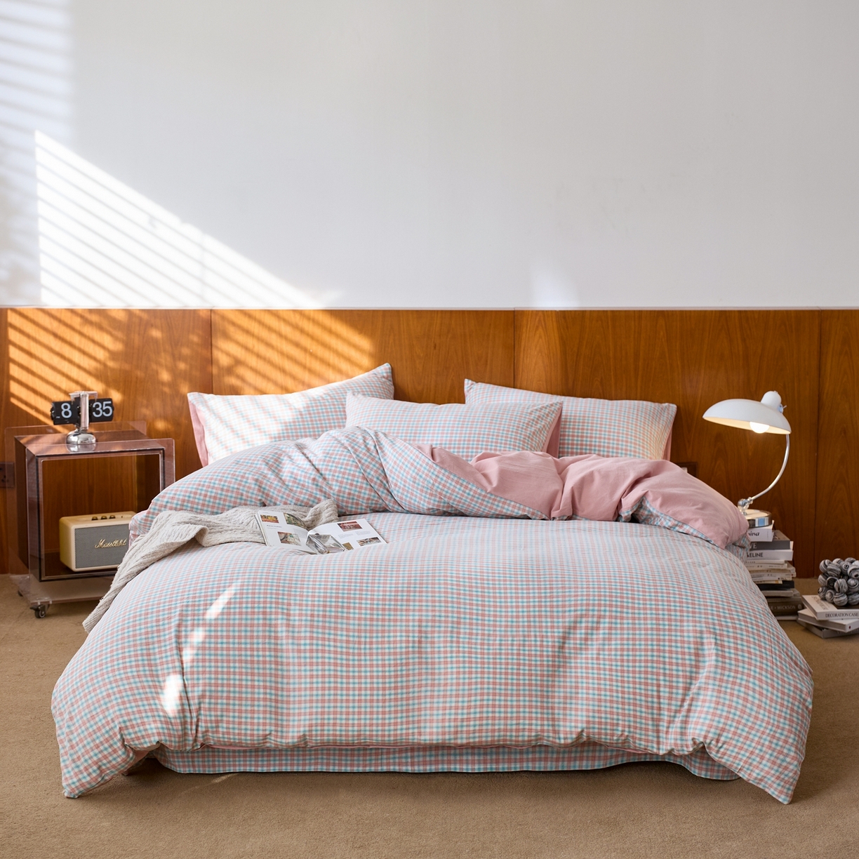 91家纺网 家纺一手货源 找家纺 启程家纺 2026春夏新款全棉纯棉色织水洗棉四件套 松墨