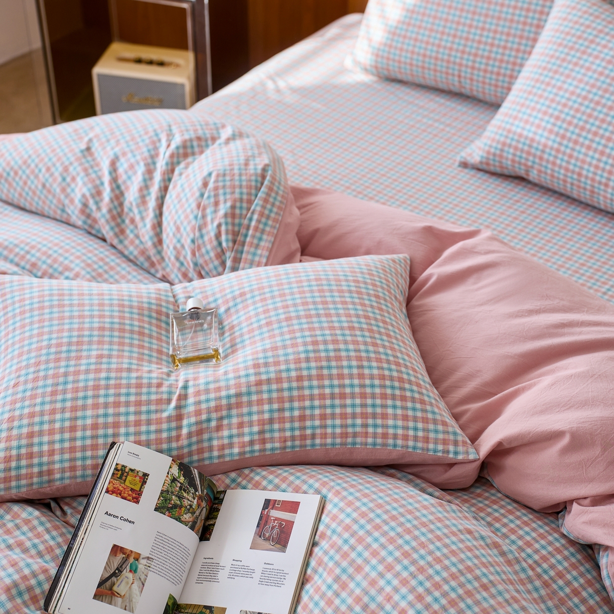 91家纺网 家纺一手货源 找家纺 启程家纺 2026春夏新款全棉纯棉色织水洗棉四件套 松墨