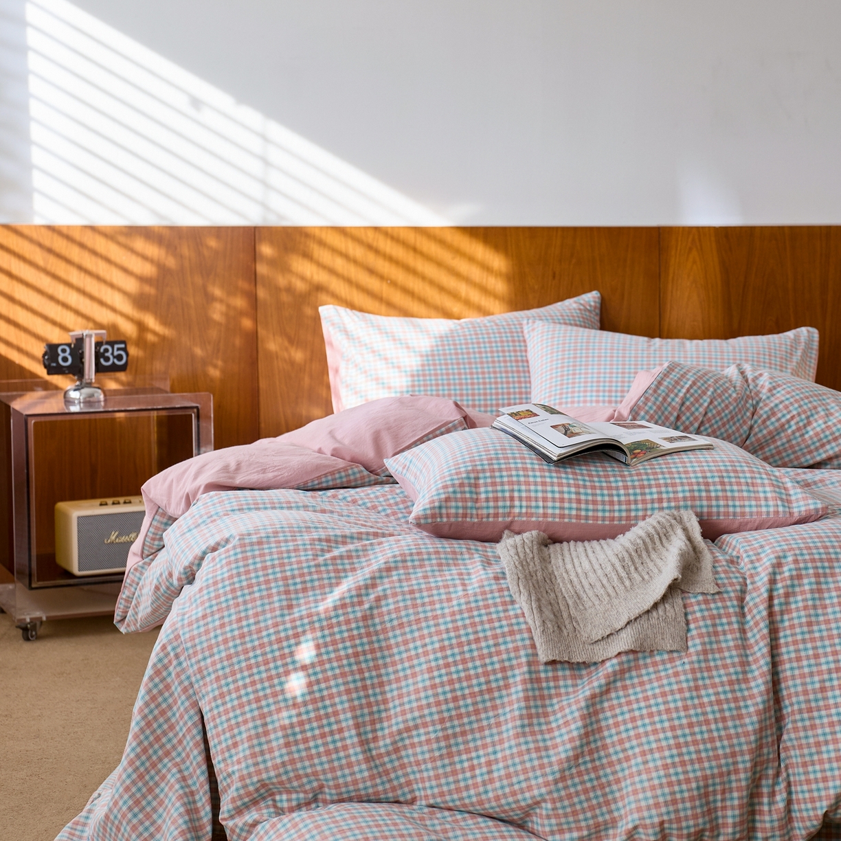 91家纺网 家纺一手货源 找家纺 启程家纺 2026春夏新款全棉纯棉色织水洗棉四件套 松墨