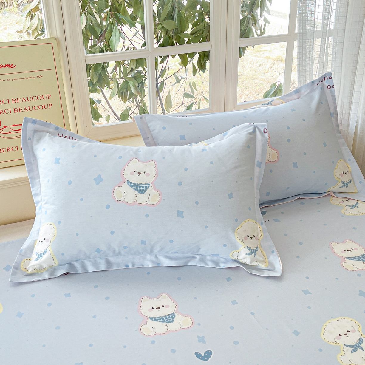 铭成家纺 2026新款全棉印花小清新单枕套（提供买家秀） 纳瑞小狗