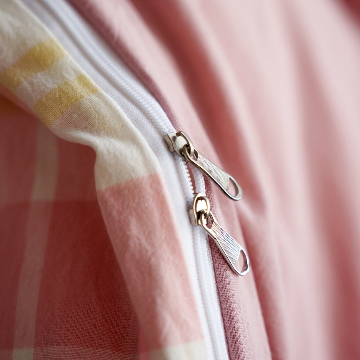 91家纺网 家纺一手货源 找家纺 启程家纺 2026春夏新款全棉纯棉色织水洗棉四件套 爱格-粉