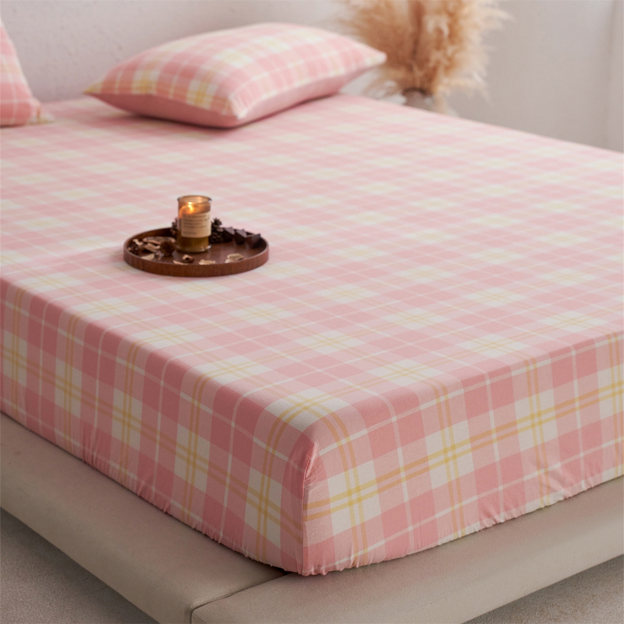 91家纺网 家纺一手货源 找家纺 （总）启程家纺 2026新款全棉纯棉色织水洗棉单床笠床笠单件单品床笠