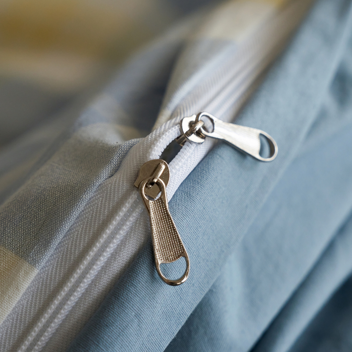 91家纺网 家纺一手货源 找家纺 启程家纺 2026春夏新款全棉纯棉色织水洗棉四件套 爱格-蓝