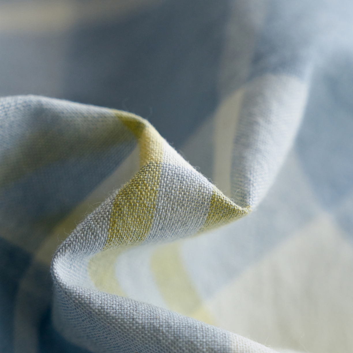 91家纺网 家纺一手货源 找家纺 启程家纺 2026春夏新款全棉纯棉色织水洗棉四件套 爱格-蓝