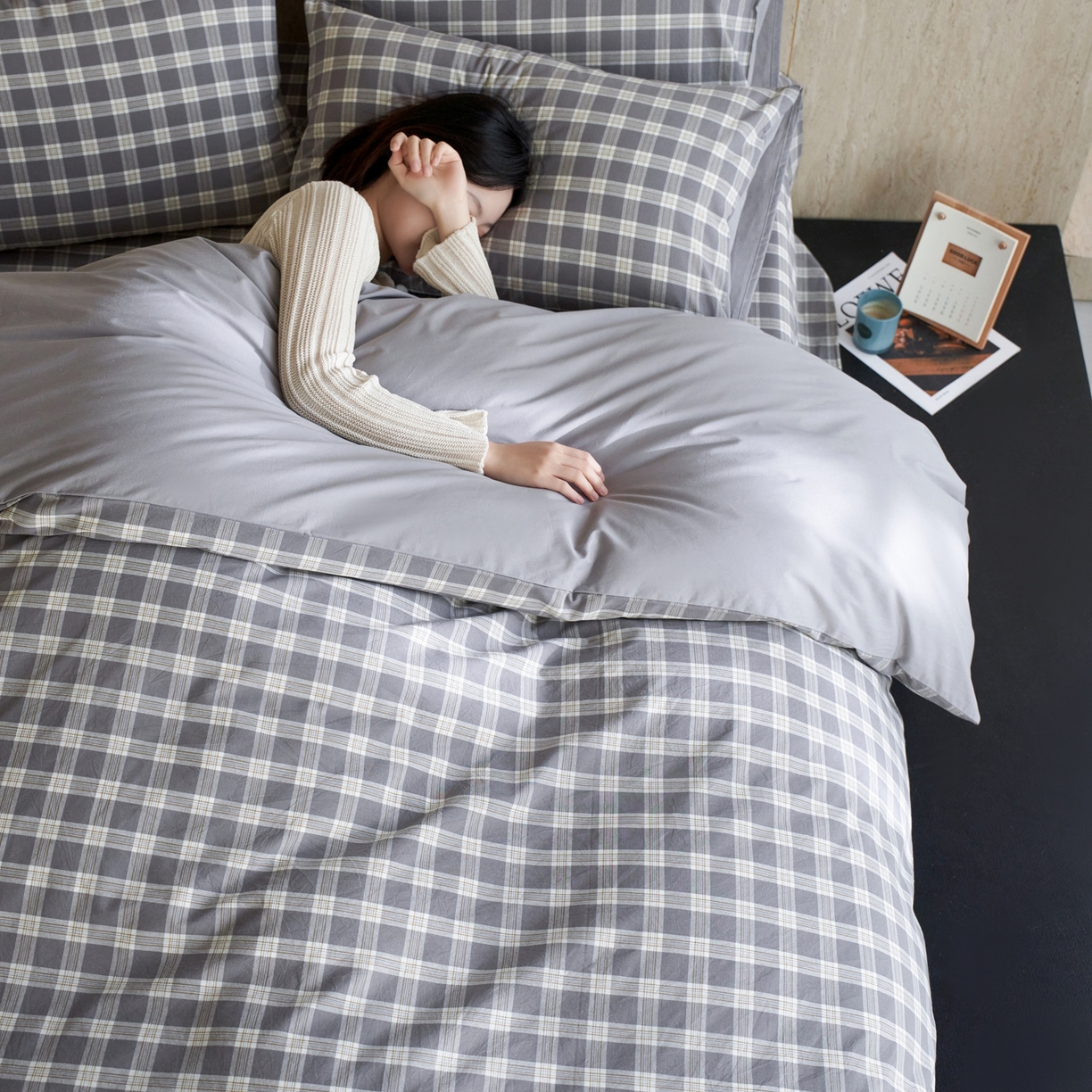 91家纺网 家纺一手货源 找家纺 启程家纺 2026春夏新款全棉纯棉色织水洗棉四件套 初遇