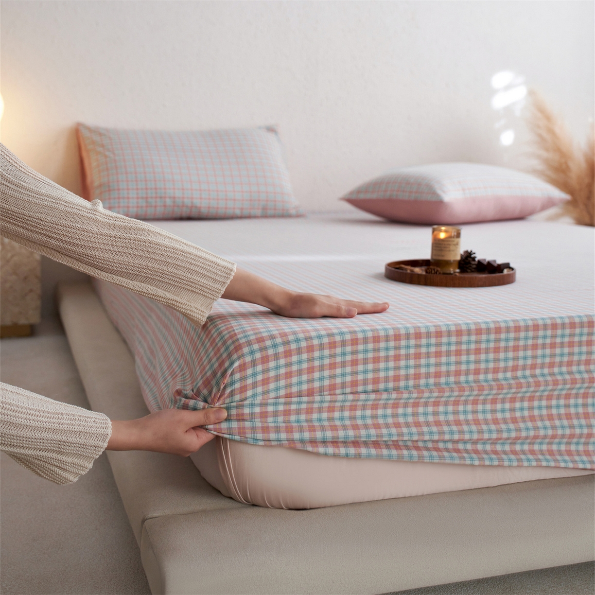 91家纺网 家纺一手货源 找家纺 （总）启程家纺 2026新款全棉纯棉色织水洗棉单床笠床笠单件单品床笠