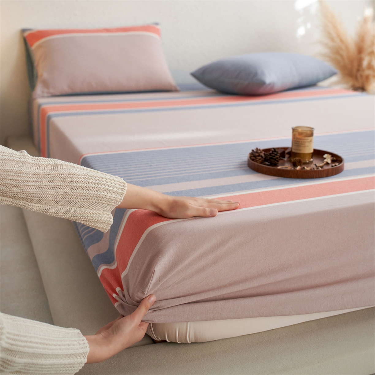 91家纺网 家纺一手货源 找家纺 （总）启程家纺 2026新款全棉纯棉色织水洗棉单床笠床笠单件单品床笠