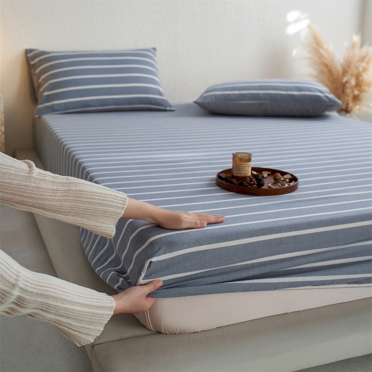 91家纺网 家纺一手货源 找家纺 （总）启程家纺 2026新款全棉纯棉色织水洗棉单床笠床笠单件单品床笠