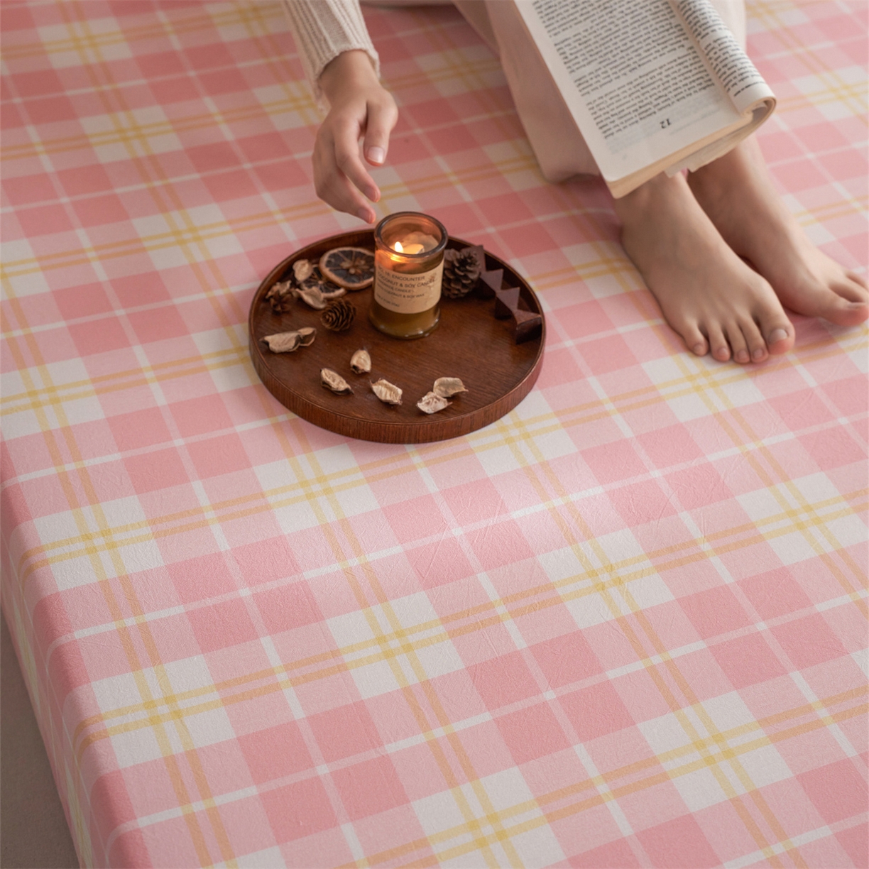 91家纺网 家纺一手货源 找家纺 启程家纺 2026新款全棉纯棉色织水洗棉单床笠床笠单件单品床笠 爱格粉