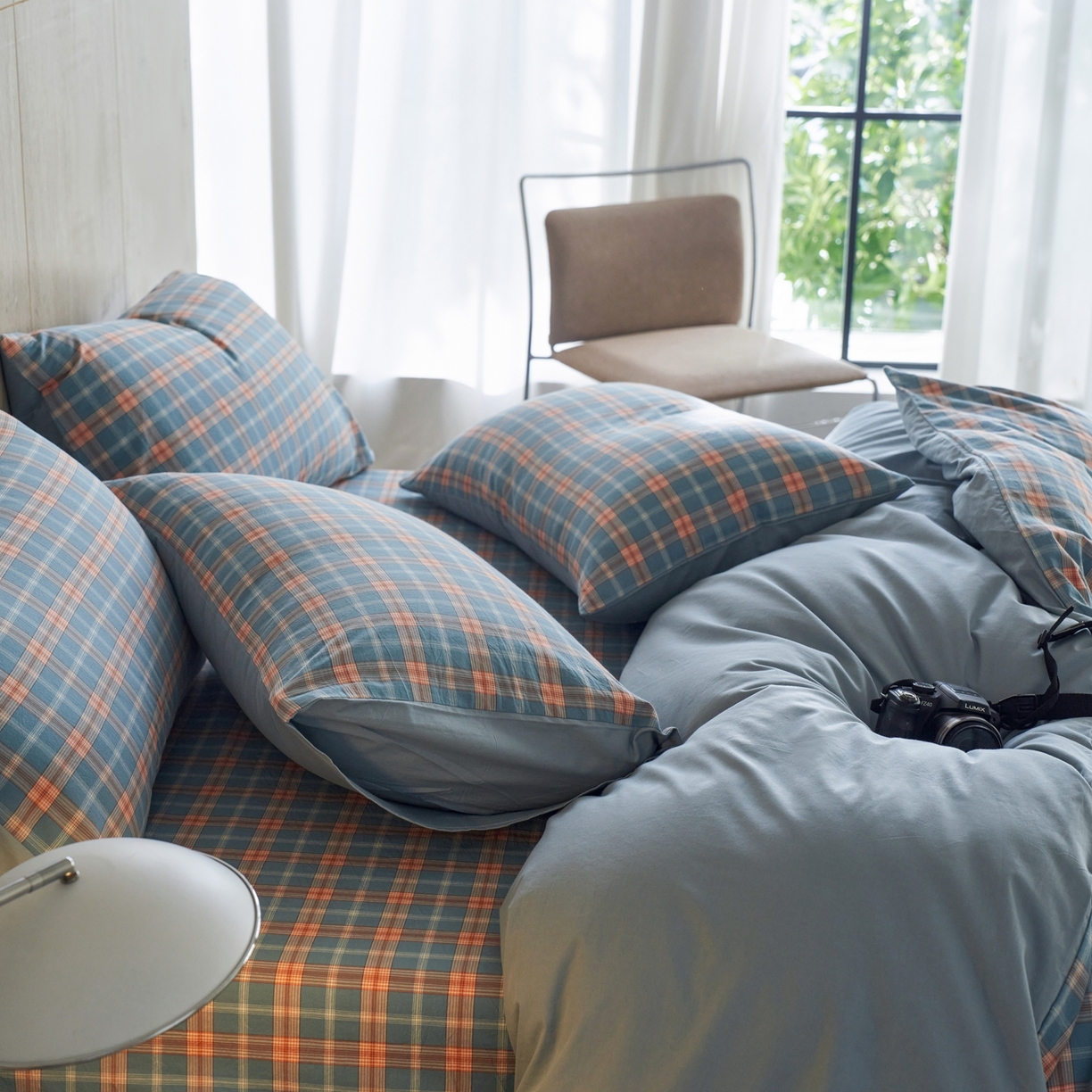 91家纺网 家纺一手货源 找家纺 启程家纺 2026春夏新款全棉纯棉色织水洗棉四件套 简格兰