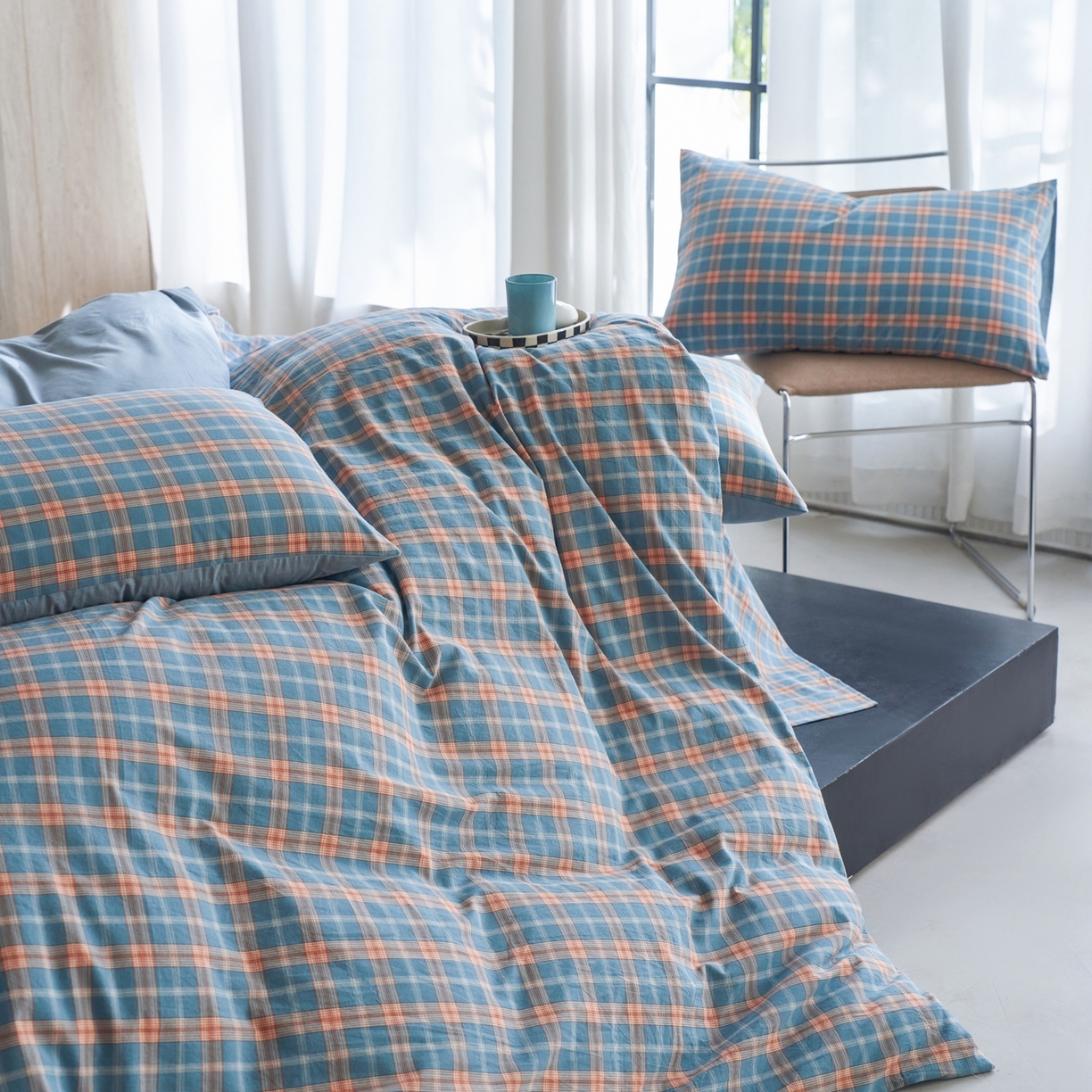 91家纺网 家纺一手货源 找家纺 启程家纺 2026春夏新款全棉纯棉色织水洗棉四件套 简格兰