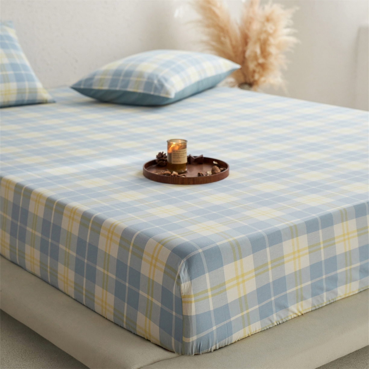 91家纺网 家纺一手货源 找家纺 启程家纺 2026新款全棉纯棉色织水洗棉单床笠床笠单件单品床笠 爱格兰