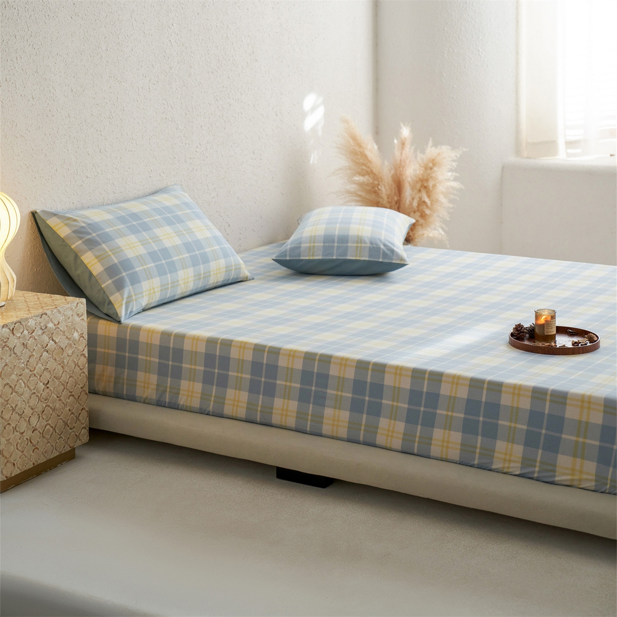 91家纺网 家纺一手货源 找家纺 启程家纺 2026新款全棉纯棉色织水洗棉单床笠床笠单件单品床笠 爱格兰