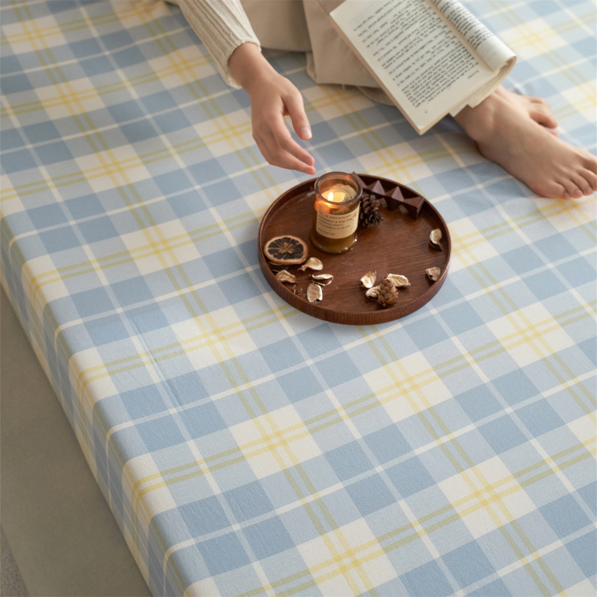 91家纺网 家纺一手货源 找家纺 启程家纺 2026新款全棉纯棉色织水洗棉单床笠床笠单件单品床笠 爱格兰