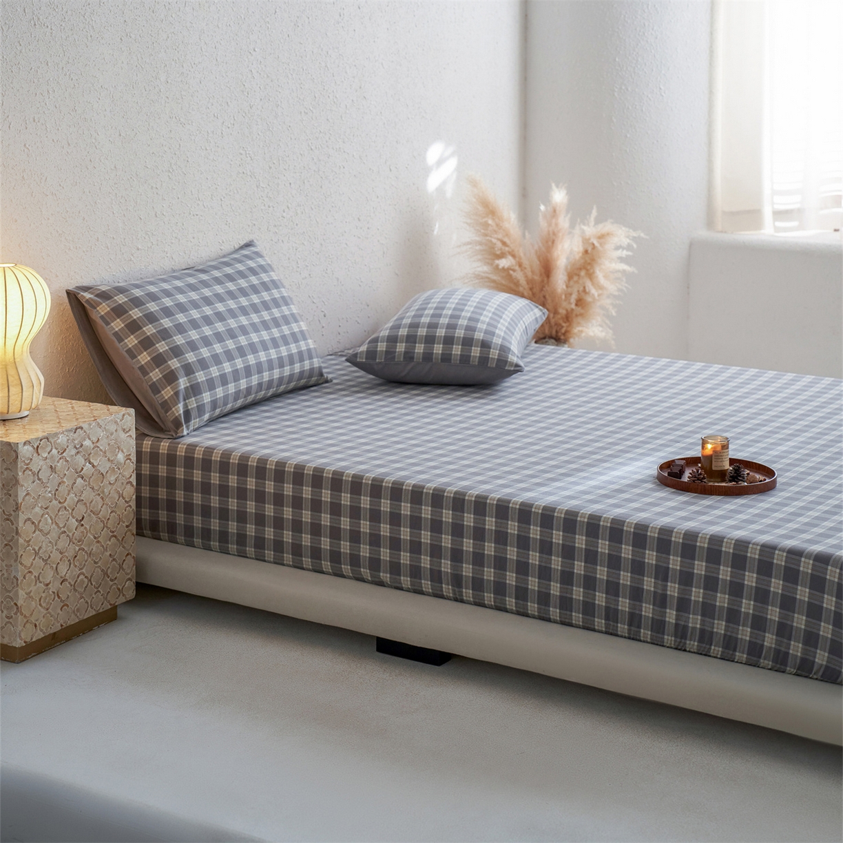 91家纺网 家纺一手货源 找家纺 启程家纺 2026新款全棉纯棉色织水洗棉单床笠床笠单件单品床笠 除遇