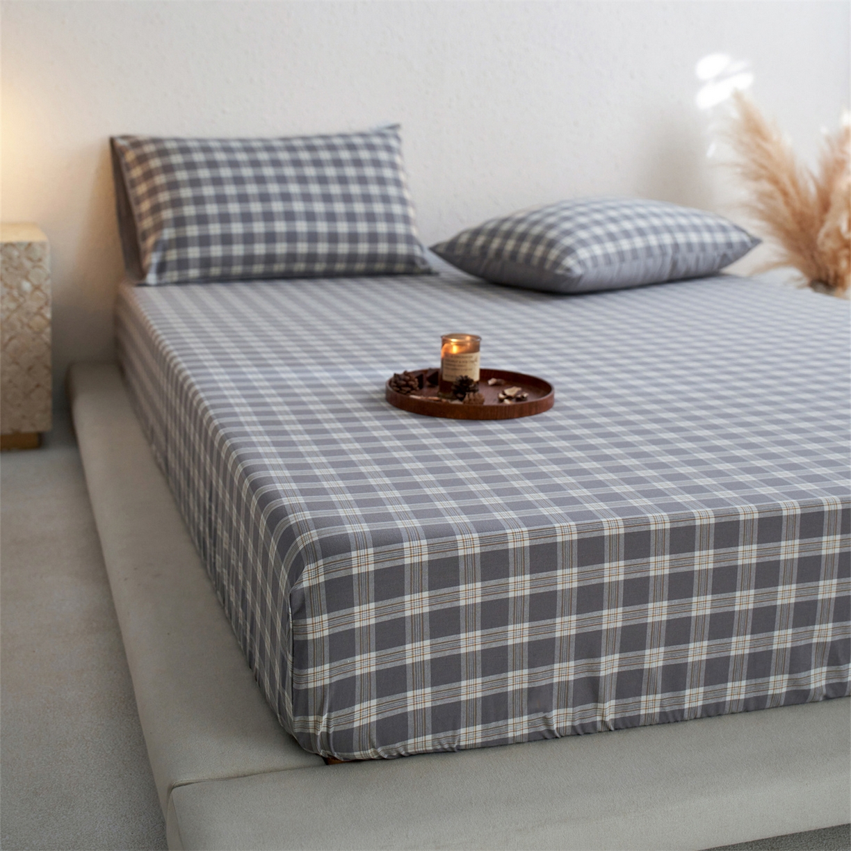 91家纺网 家纺一手货源 找家纺 启程家纺 2026新款全棉纯棉色织水洗棉单床笠床笠单件单品床笠 除遇