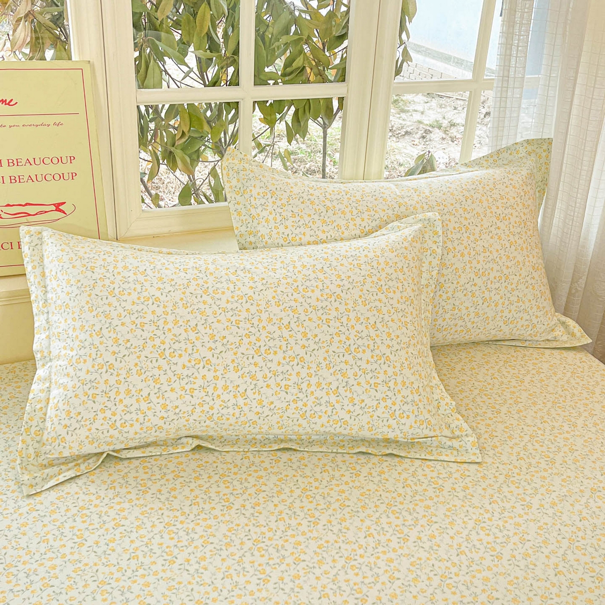 铭成家纺 2026新款全棉印花小清新单枕套（提供买家秀） 杏曳