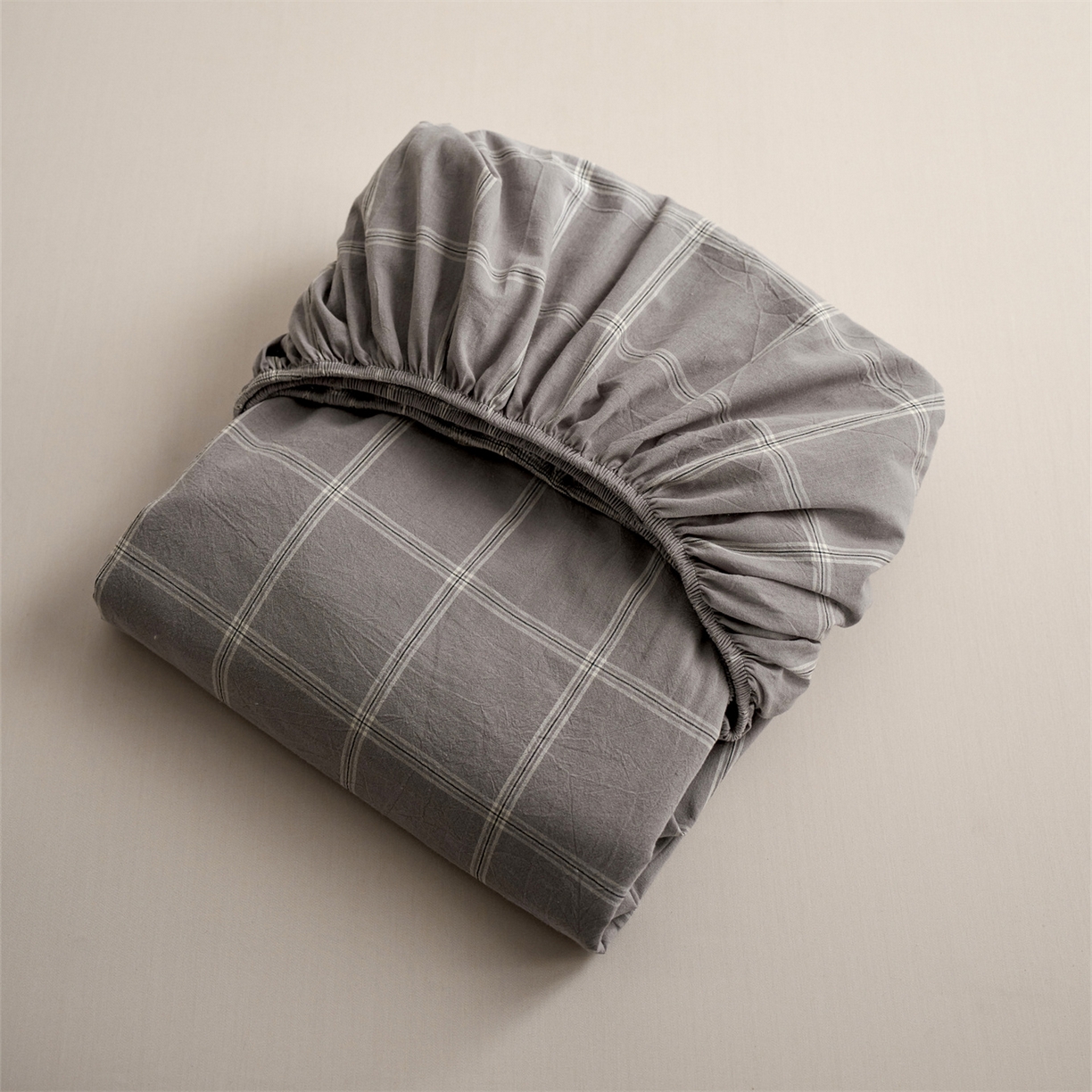 91家纺网 家纺一手货源 找家纺 启程家纺 2026新款全棉纯棉色织水洗棉单床笠床笠单件单品床笠 大布丁灰