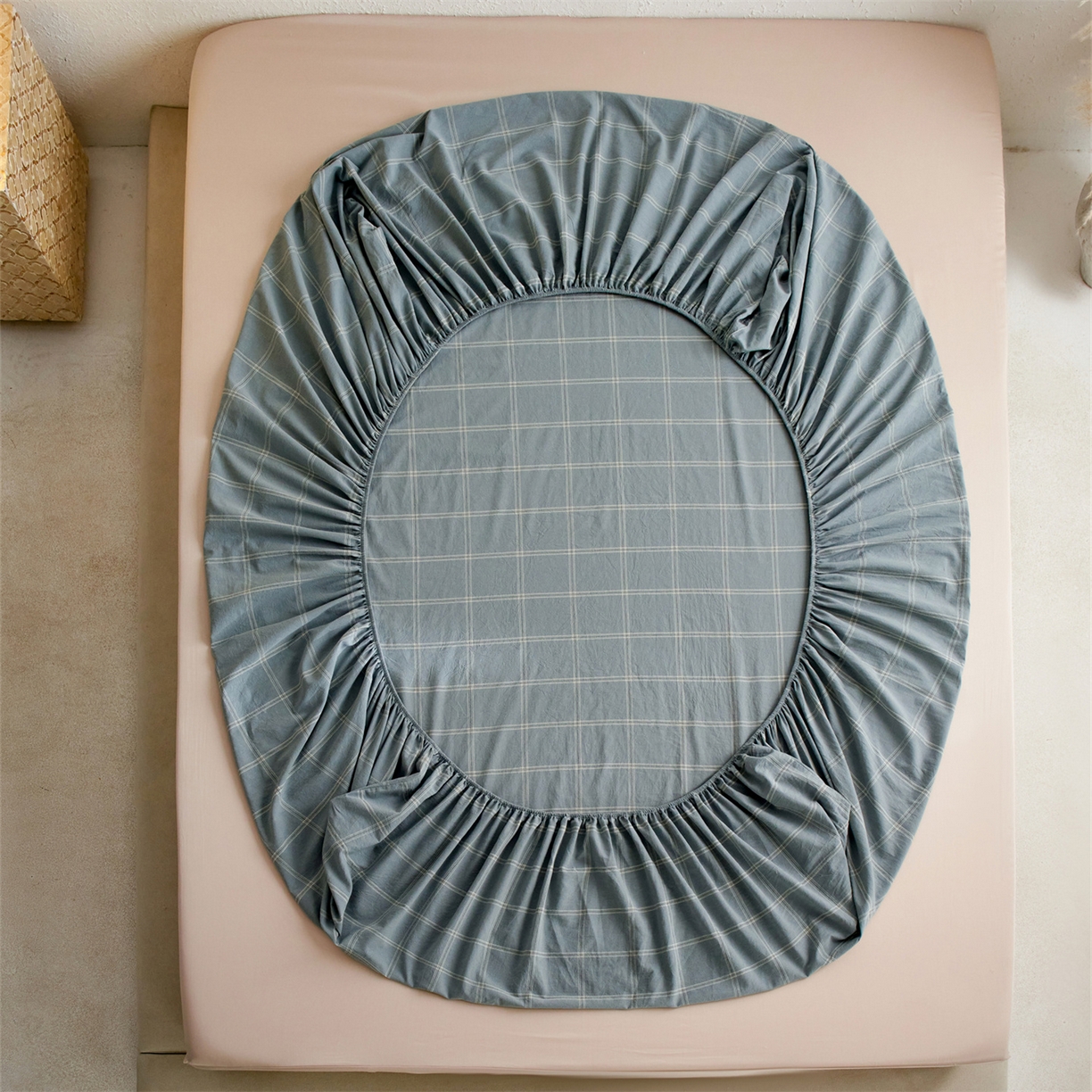 91家纺网 家纺一手货源 找家纺 启程家纺 2026新款全棉纯棉色织水洗棉单床笠床笠单件单品床笠 大布丁绿