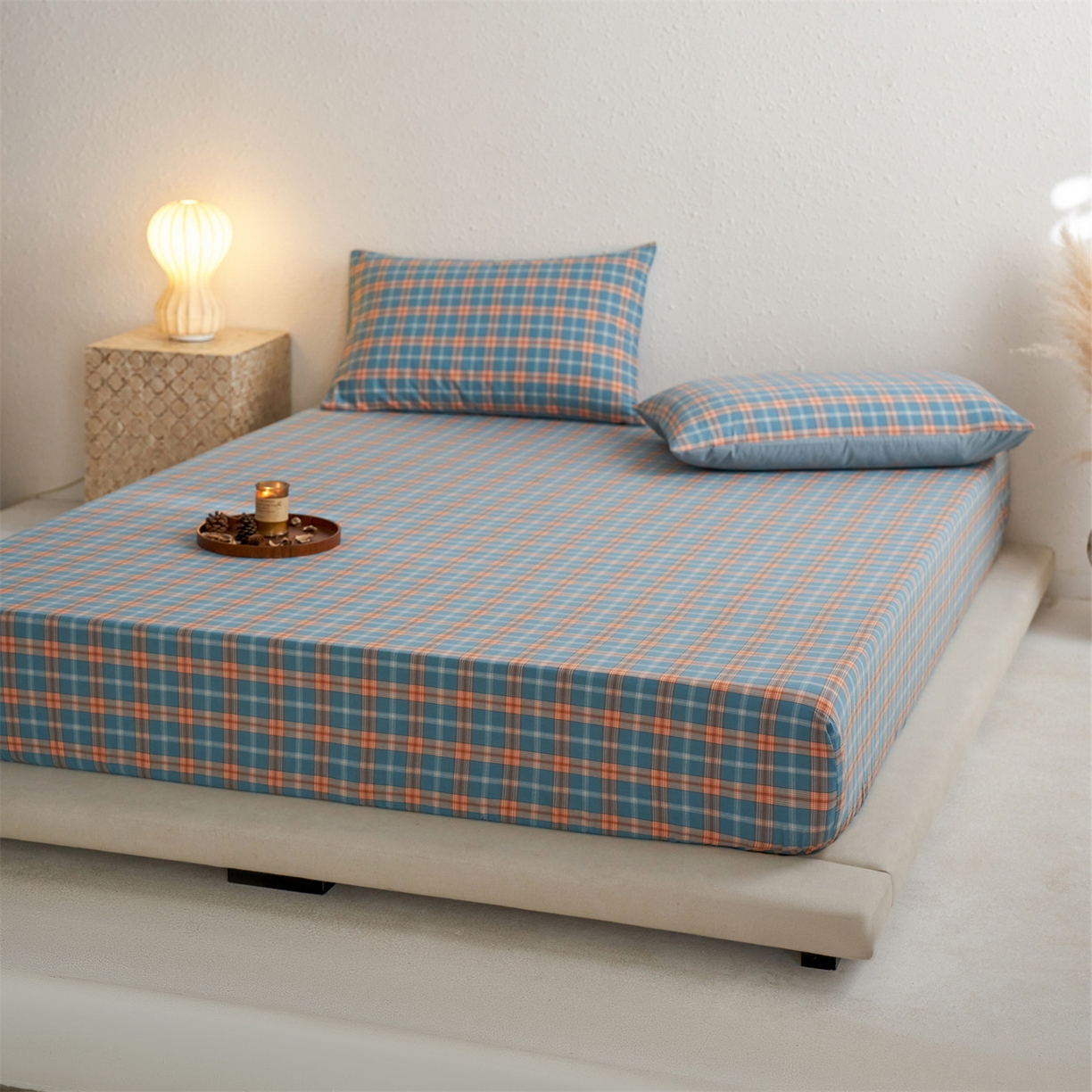 91家纺网 家纺一手货源 找家纺 启程家纺 2026新款全棉纯棉色织水洗棉单床笠床笠单件单品床笠 简格兰