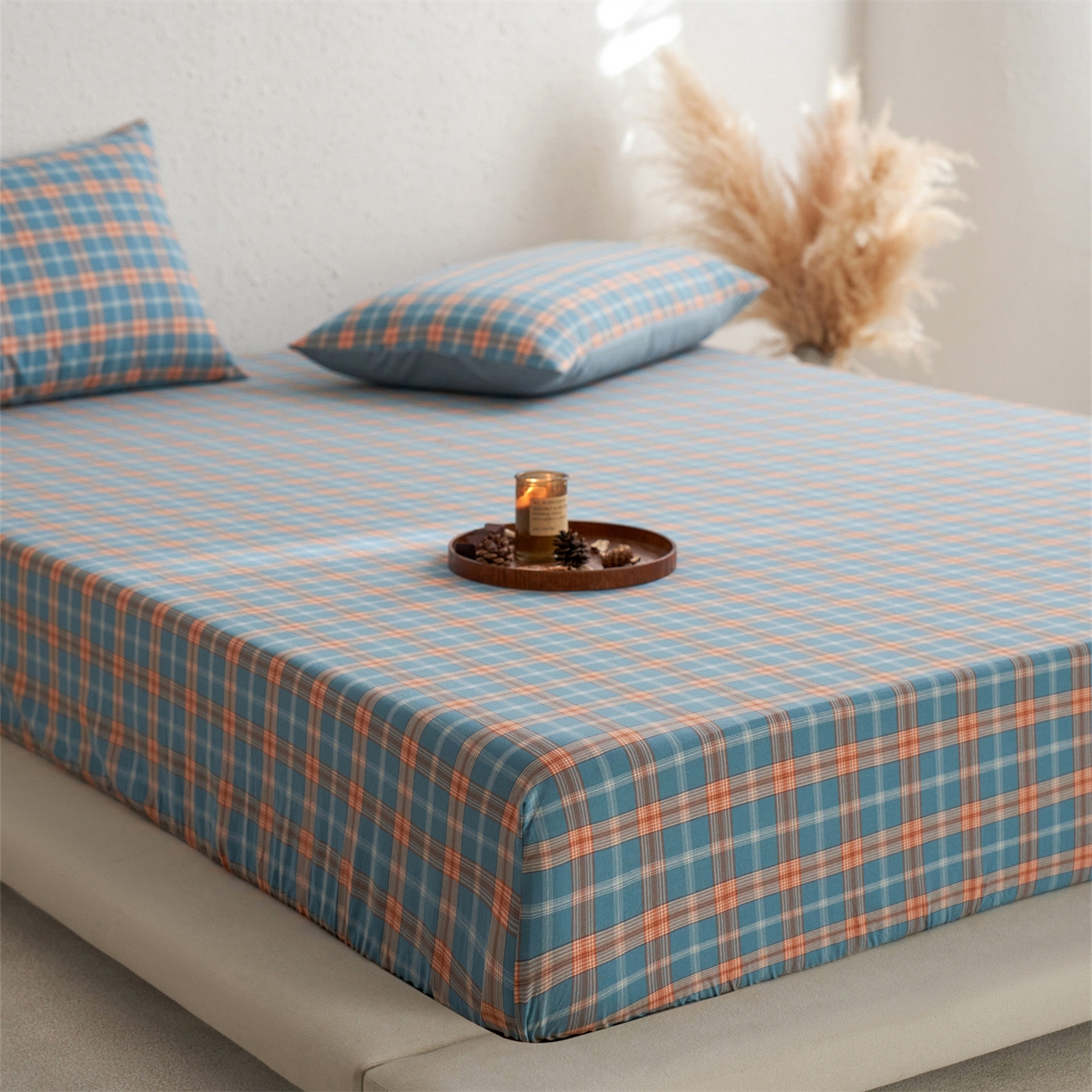 91家纺网 家纺一手货源 找家纺 启程家纺 2026新款全棉纯棉色织水洗棉单床笠床笠单件单品床笠 简格兰