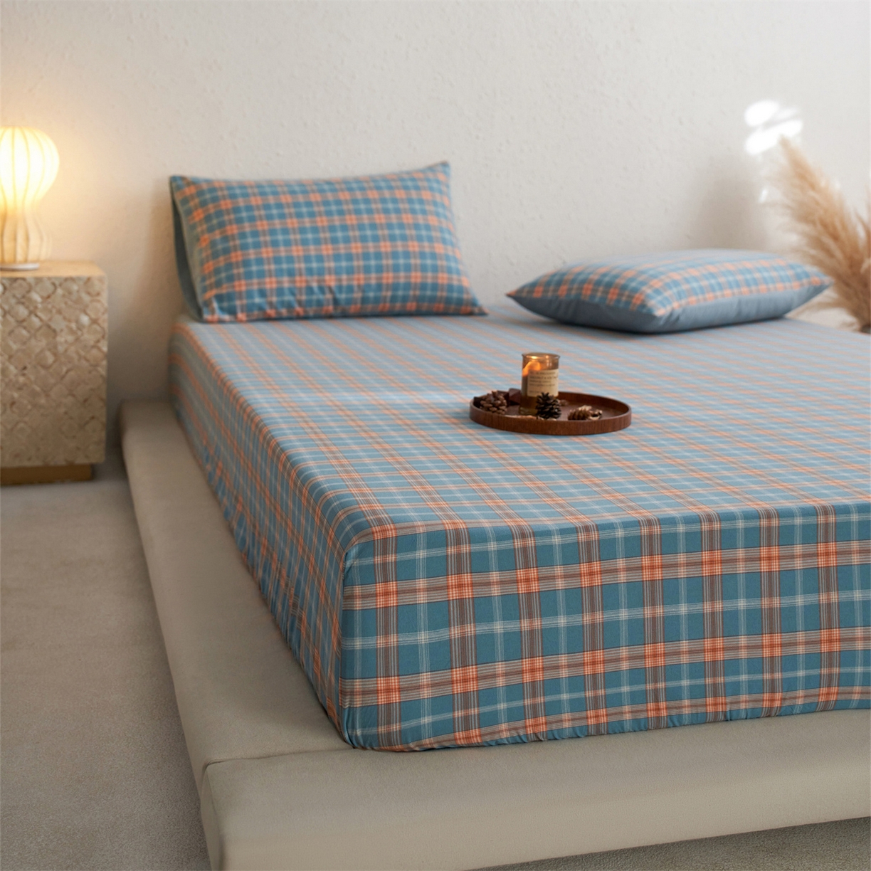 91家纺网 家纺一手货源 找家纺 启程家纺 2026新款全棉纯棉色织水洗棉单床笠床笠单件单品床笠 简格兰