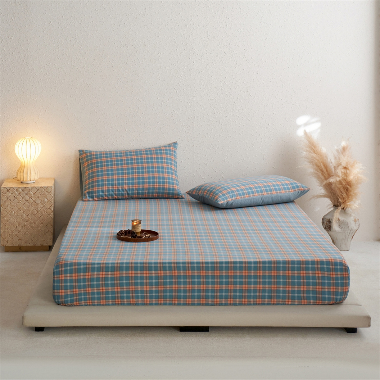 91家纺网 家纺一手货源 找家纺 启程家纺 2026新款全棉纯棉色织水洗棉单床笠床笠单件单品床笠 简格兰