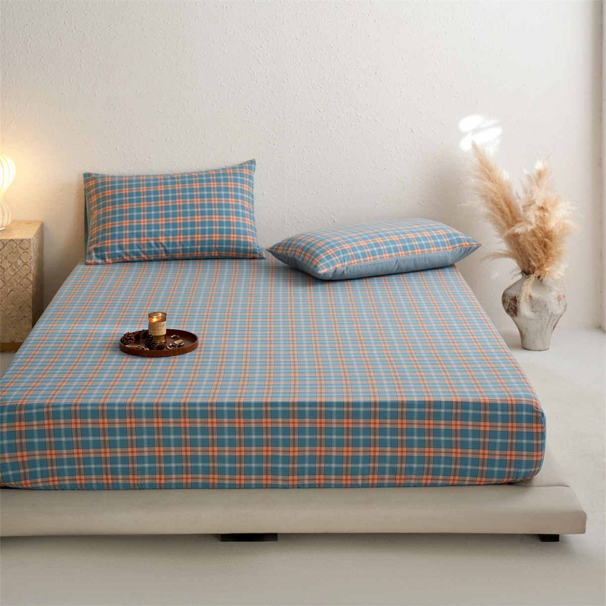 91家纺网 家纺一手货源 找家纺 启程家纺 2026新款全棉纯棉色织水洗棉单床笠床笠单件单品床笠 简格兰