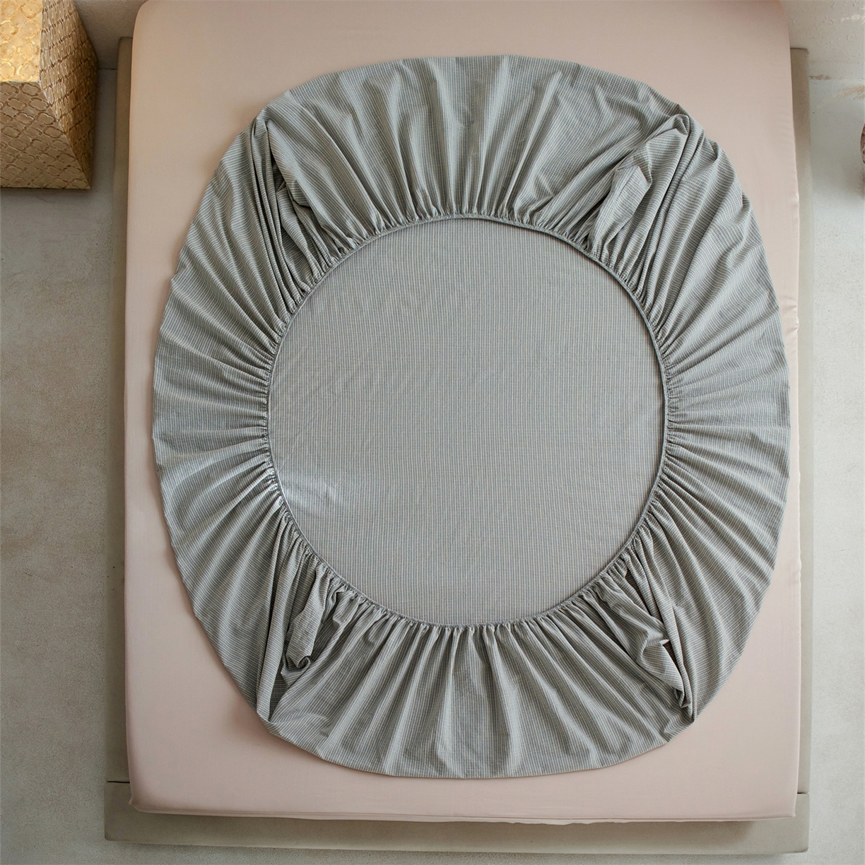 91家纺网 家纺一手货源 找家纺 启程家纺 2026新款全棉纯棉色织水洗棉单床笠床笠单件单品床笠 麦田蓝