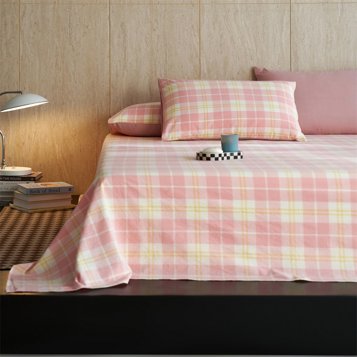 启程家纺 2026新款全棉纯棉色织水洗棉单床单床单单件单品床单 爱格-粉