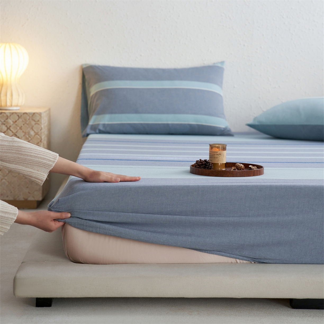 91家纺网 家纺一手货源 找家纺 启程家纺 2026新款全棉纯棉色织水洗棉单床笠床笠单件单品床笠 米亚兰