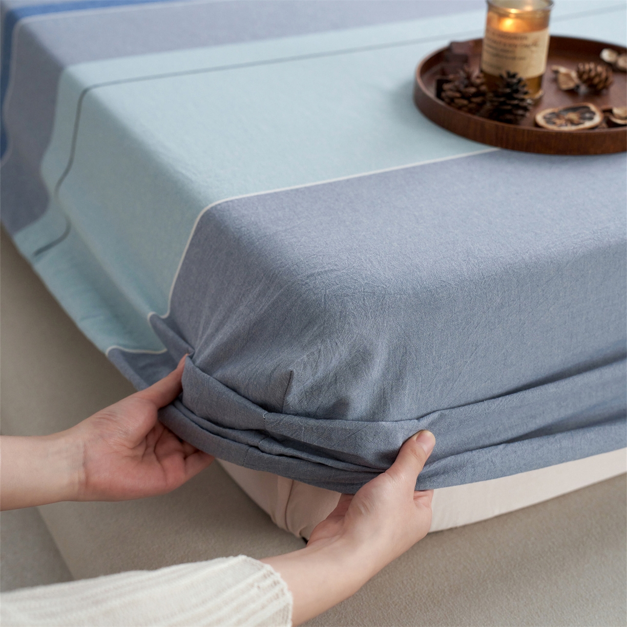 91家纺网 家纺一手货源 找家纺 启程家纺 2026新款全棉纯棉色织水洗棉单床笠床笠单件单品床笠 米亚兰