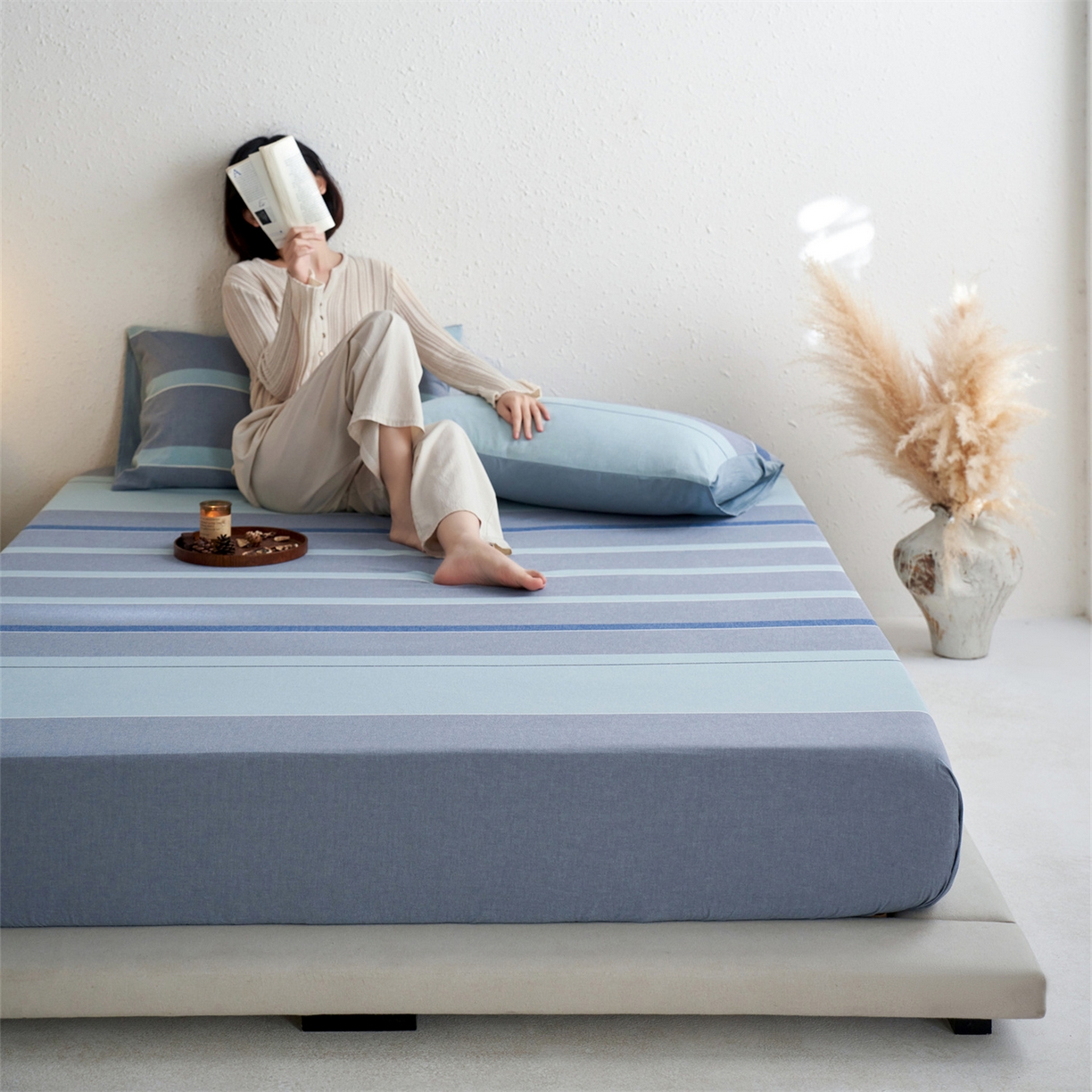 91家纺网 家纺一手货源 找家纺 启程家纺 2026新款全棉纯棉色织水洗棉单床笠床笠单件单品床笠 米亚兰