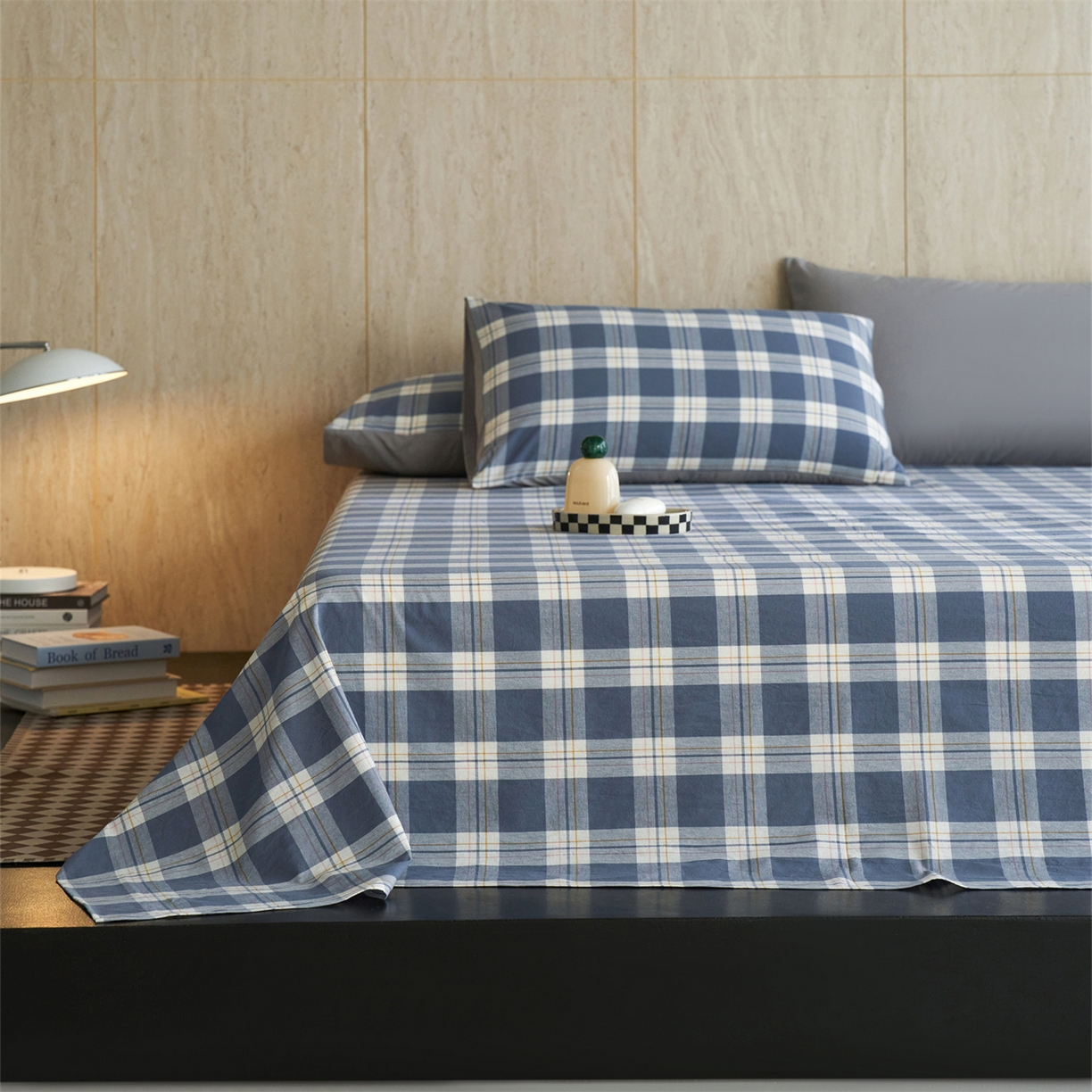 启程家纺 2026新款全棉纯棉色织水洗棉单床单床单单件单品床单 缤纷格-灰