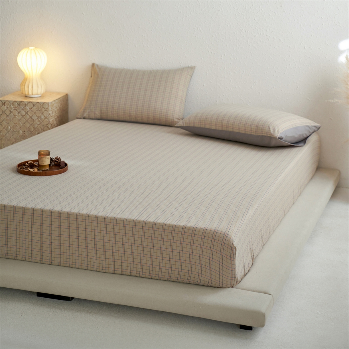 91家纺网 家纺一手货源 找家纺 启程家纺 2026新款全棉纯棉色织水洗棉单床笠床笠单件单品床笠 秋天5号