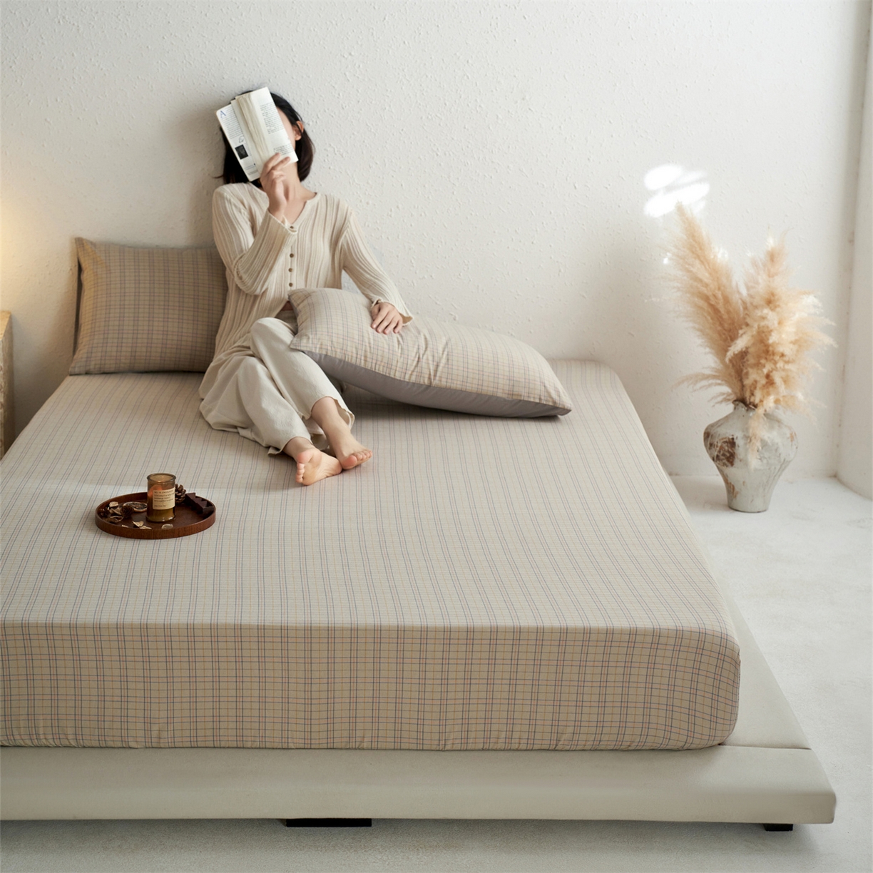 91家纺网 家纺一手货源 找家纺 启程家纺 2026新款全棉纯棉色织水洗棉单床笠床笠单件单品床笠 秋天5号