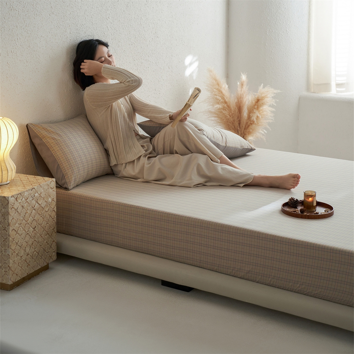 91家纺网 家纺一手货源 找家纺 启程家纺 2026新款全棉纯棉色织水洗棉单床笠床笠单件单品床笠 秋天5号