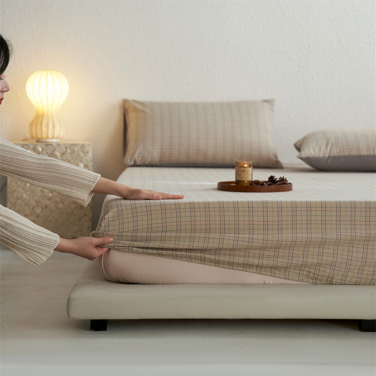 91家纺网 家纺一手货源 找家纺 启程家纺 2026新款全棉纯棉色织水洗棉单床笠床笠单件单品床笠 秋天5号