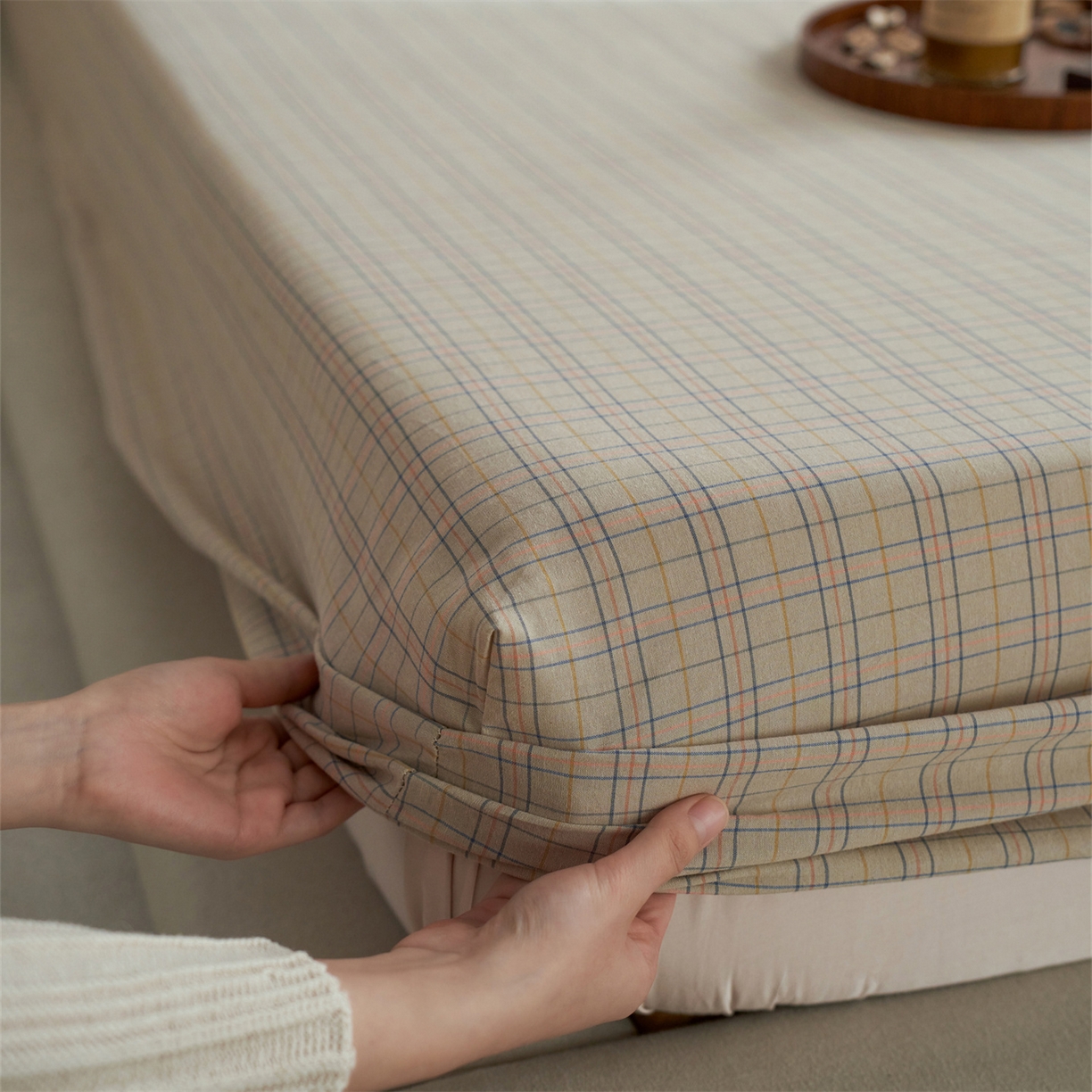 91家纺网 家纺一手货源 找家纺 启程家纺 2026新款全棉纯棉色织水洗棉单床笠床笠单件单品床笠 秋天5号