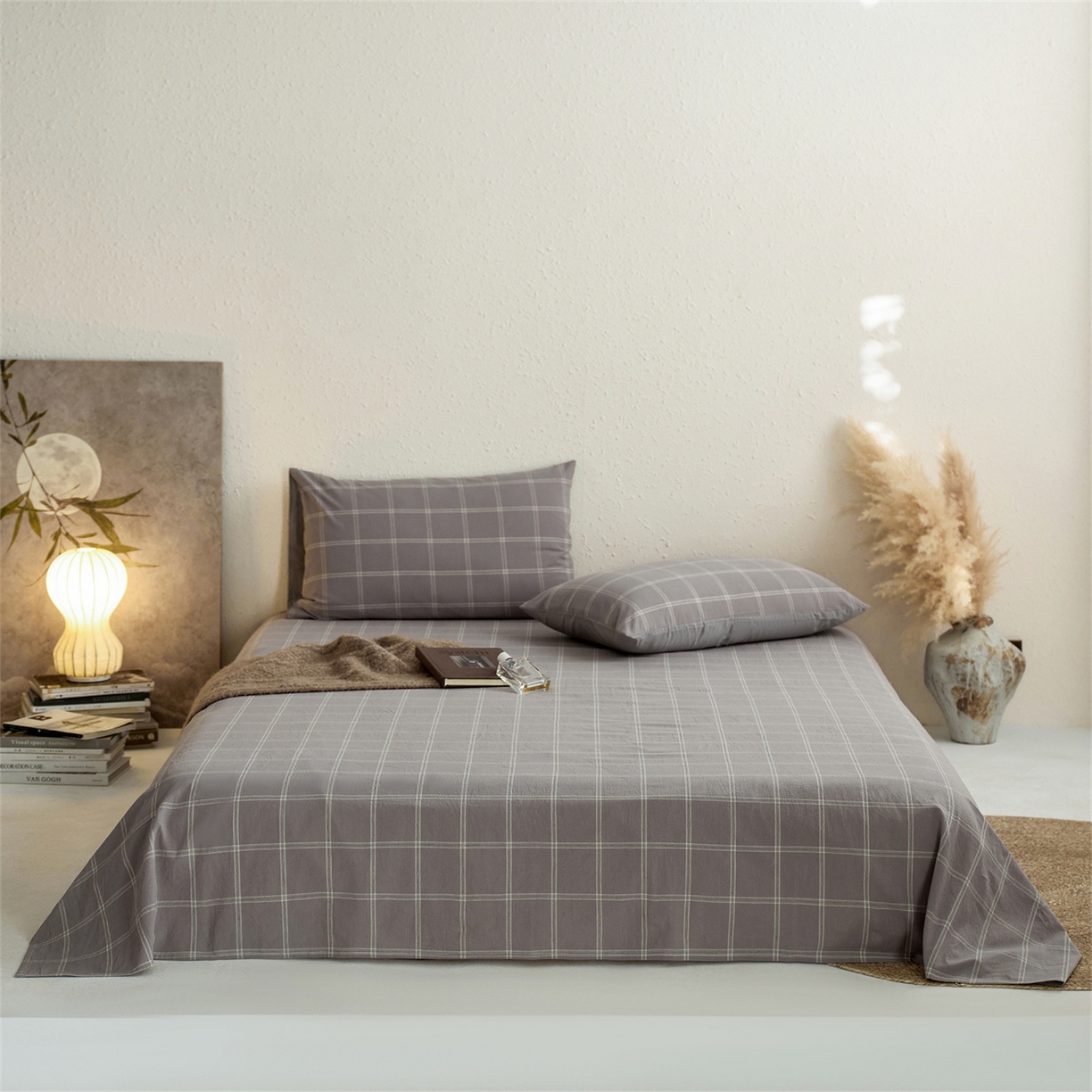 启程家纺 2026新款全棉纯棉色织水洗棉单床单床单单件单品床单 大布丁-灰