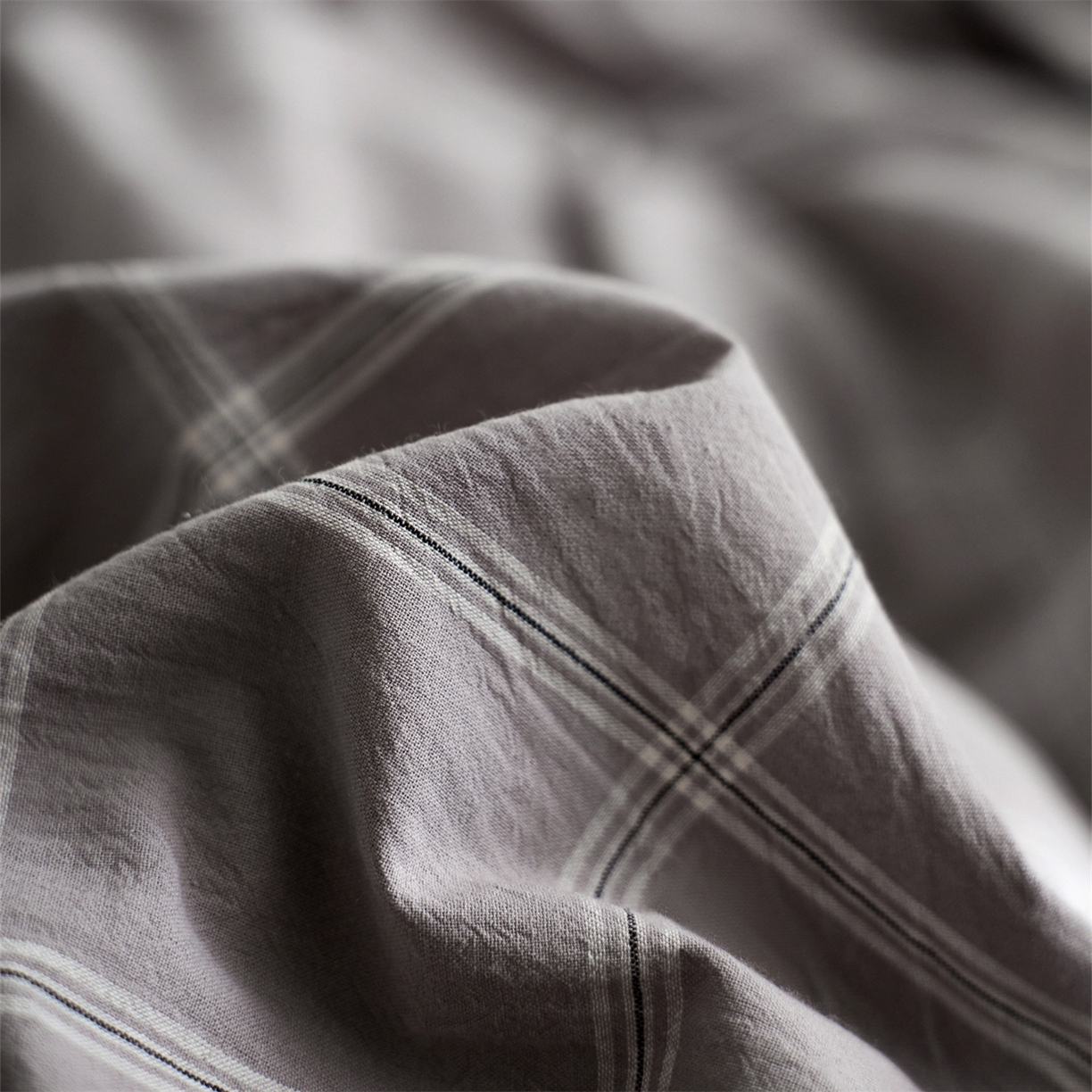 91家纺网 家纺一手货源 找家纺 启程家纺 2026新款全棉纯棉色织水洗棉单床单床单单件单品床单 大布丁-灰