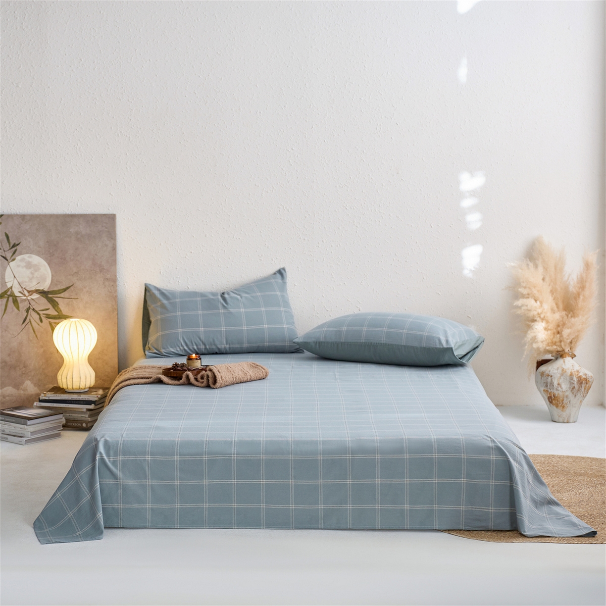 启程家纺 2026新款全棉纯棉色织水洗棉单床单床单单件单品床单 大布丁绿