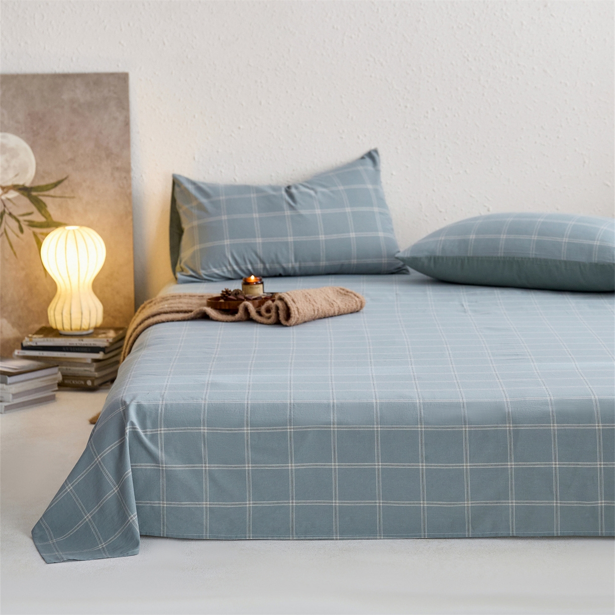 91家纺网 家纺一手货源 找家纺 启程家纺 2026新款全棉纯棉色织水洗棉单床单床单单件单品床单 大布丁绿