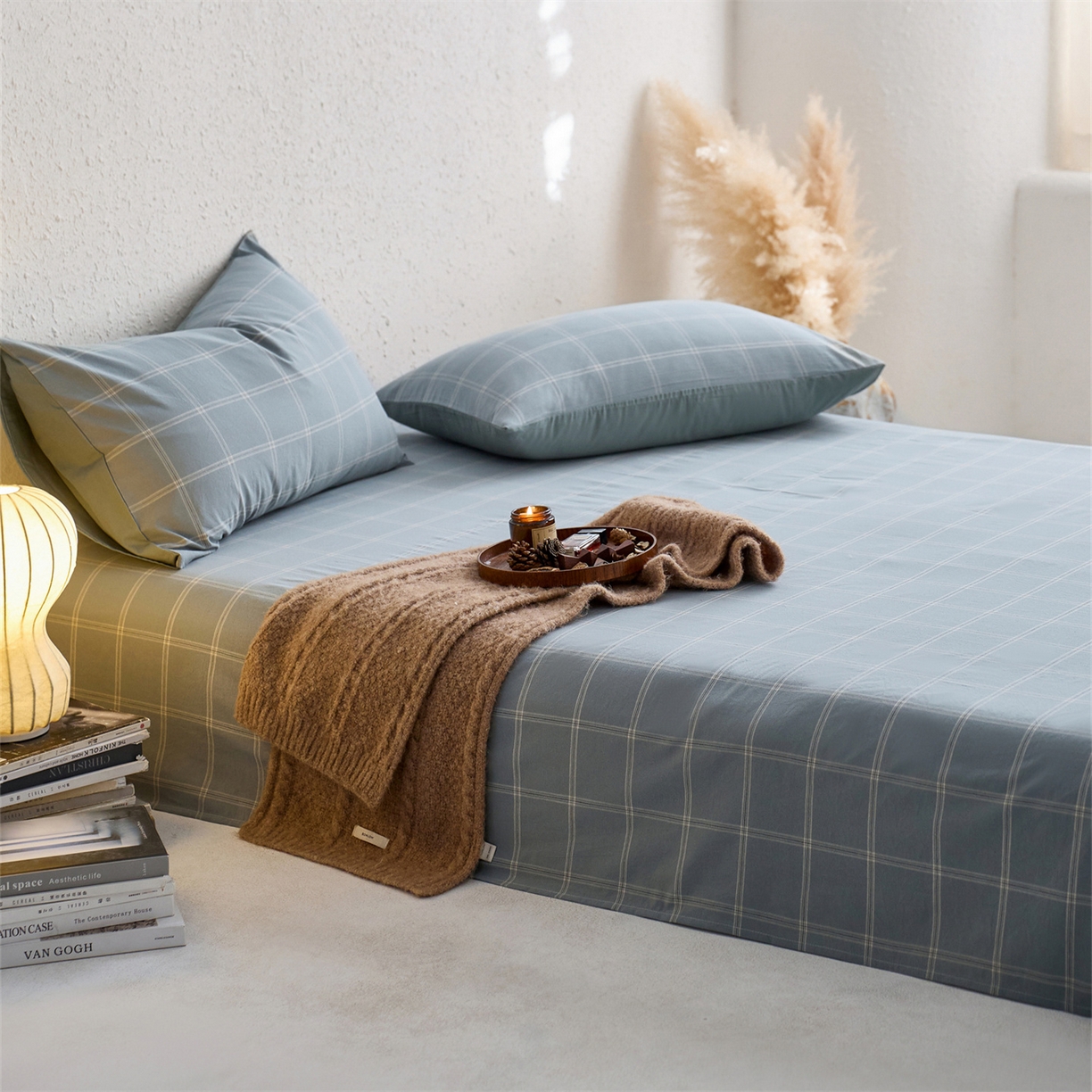 91家纺网 家纺一手货源 找家纺 启程家纺 2026新款全棉纯棉色织水洗棉单床单床单单件单品床单 大布丁绿