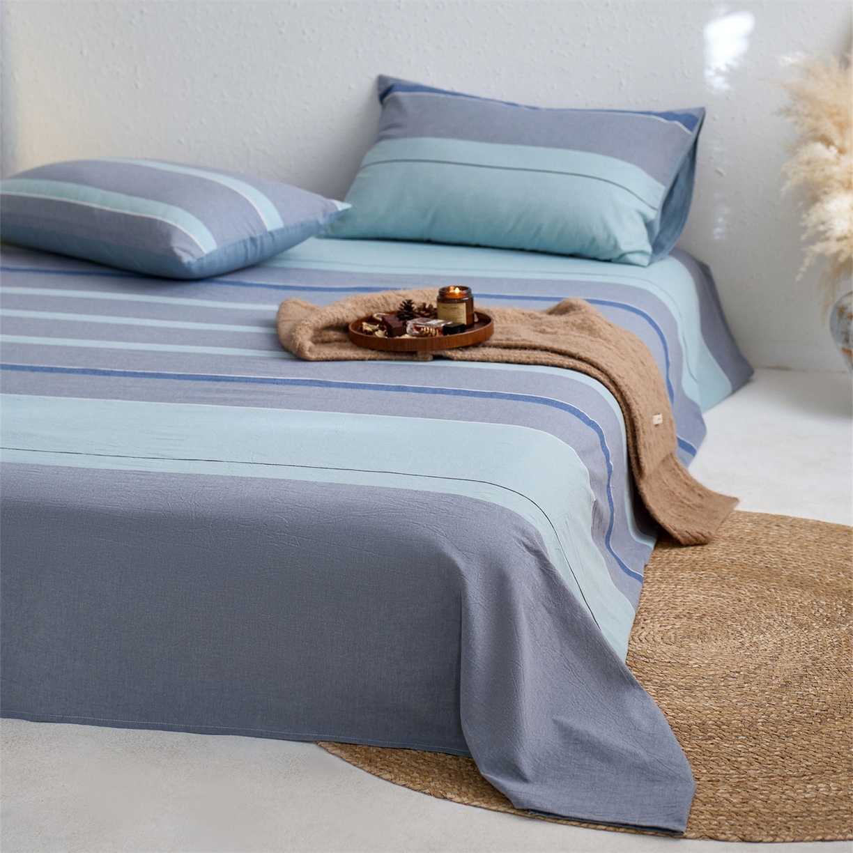 91家纺网 家纺一手货源 找家纺 启程家纺 2026新款全棉纯棉色织水洗棉单床单床单单件单品床单 米亚兰