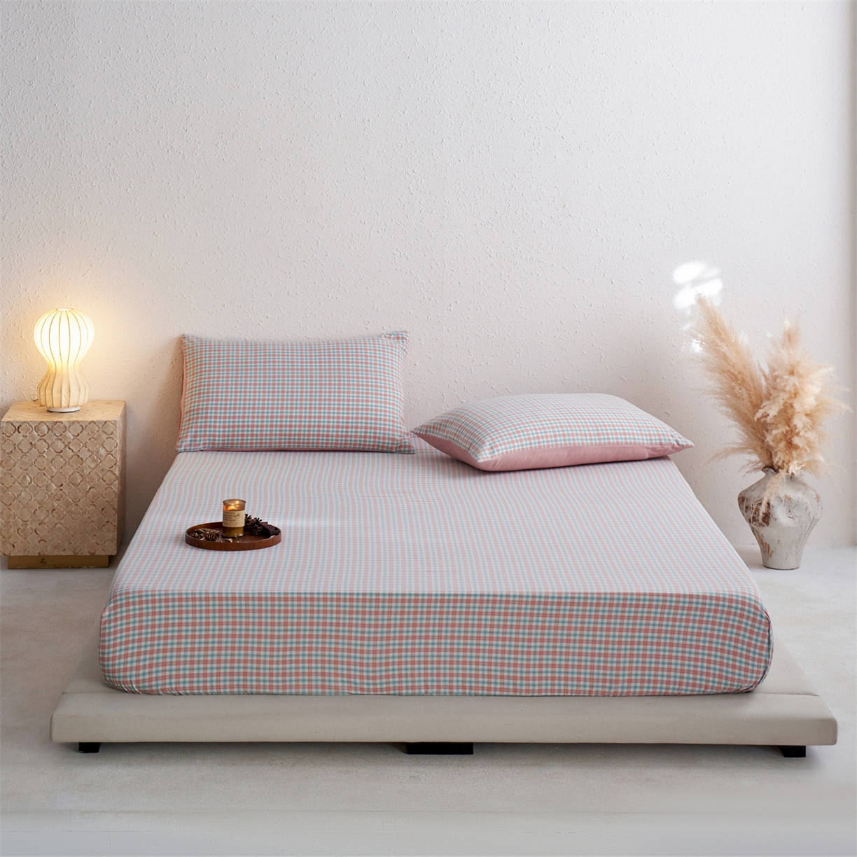 91家纺网 家纺一手货源 找家纺 启程家纺 2026新款全棉纯棉色织水洗棉单床笠床笠单件单品床笠 松墨