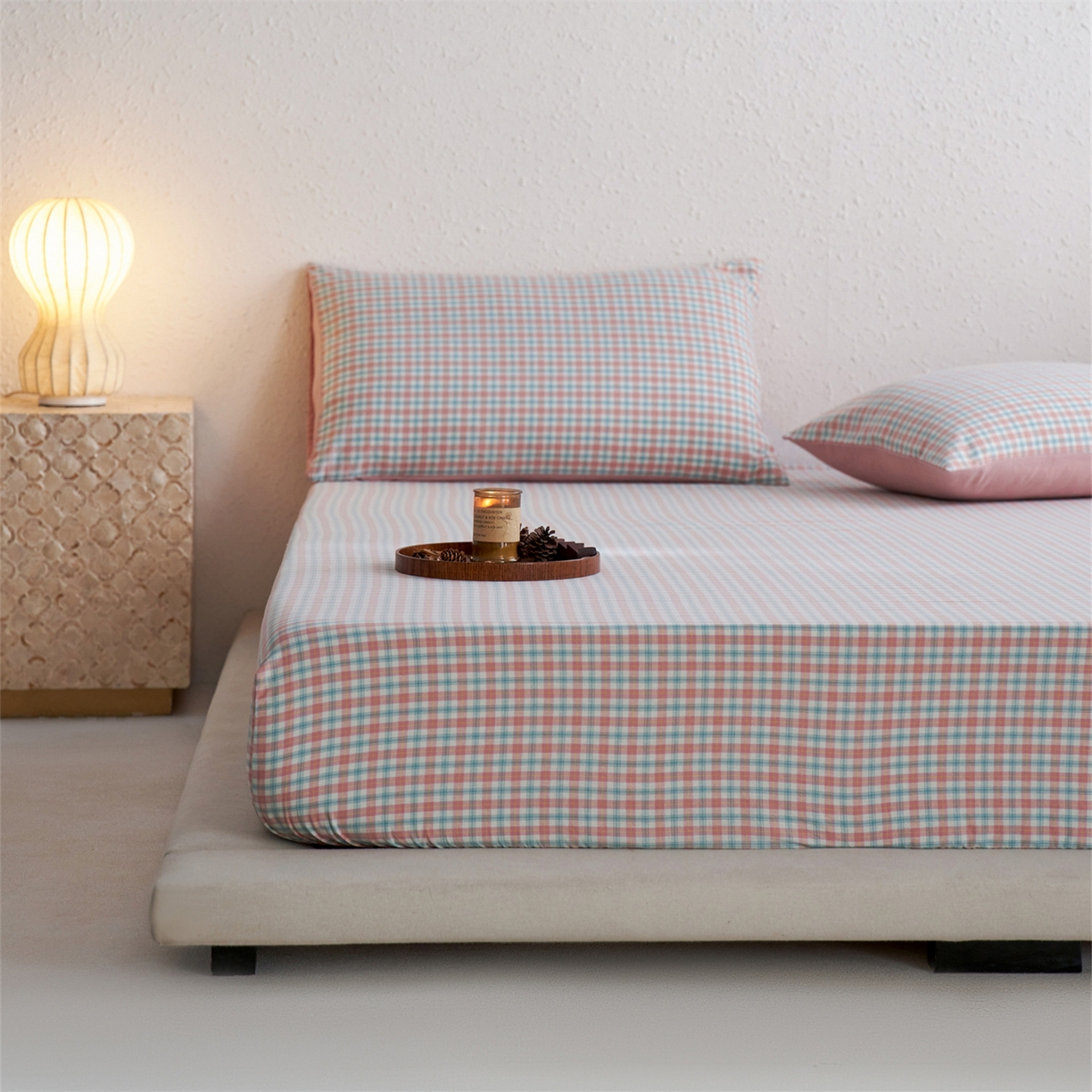 91家纺网 家纺一手货源 找家纺 启程家纺 2026新款全棉纯棉色织水洗棉单床笠床笠单件单品床笠 松墨