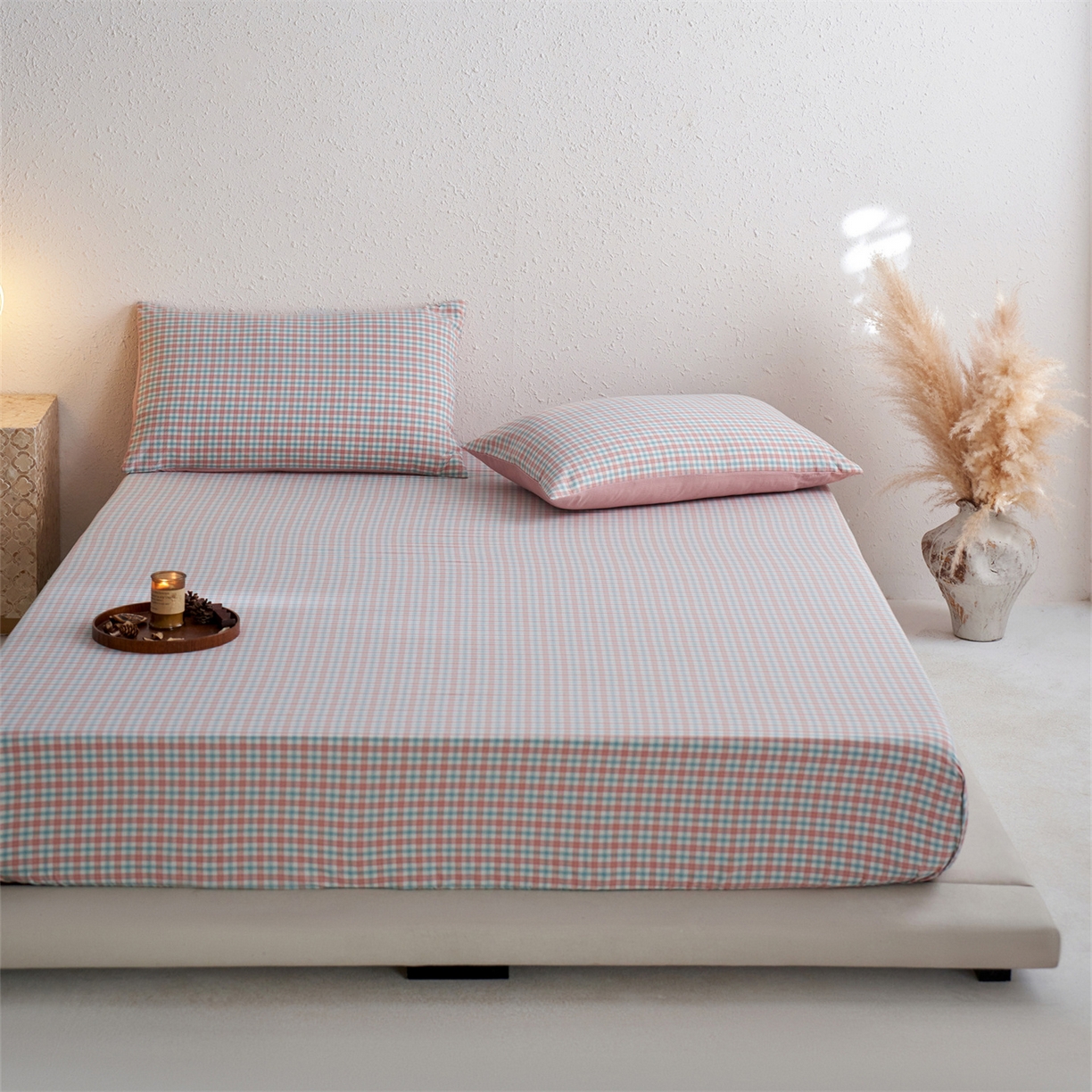 91家纺网 家纺一手货源 找家纺 启程家纺 2026新款全棉纯棉色织水洗棉单床笠床笠单件单品床笠 松墨