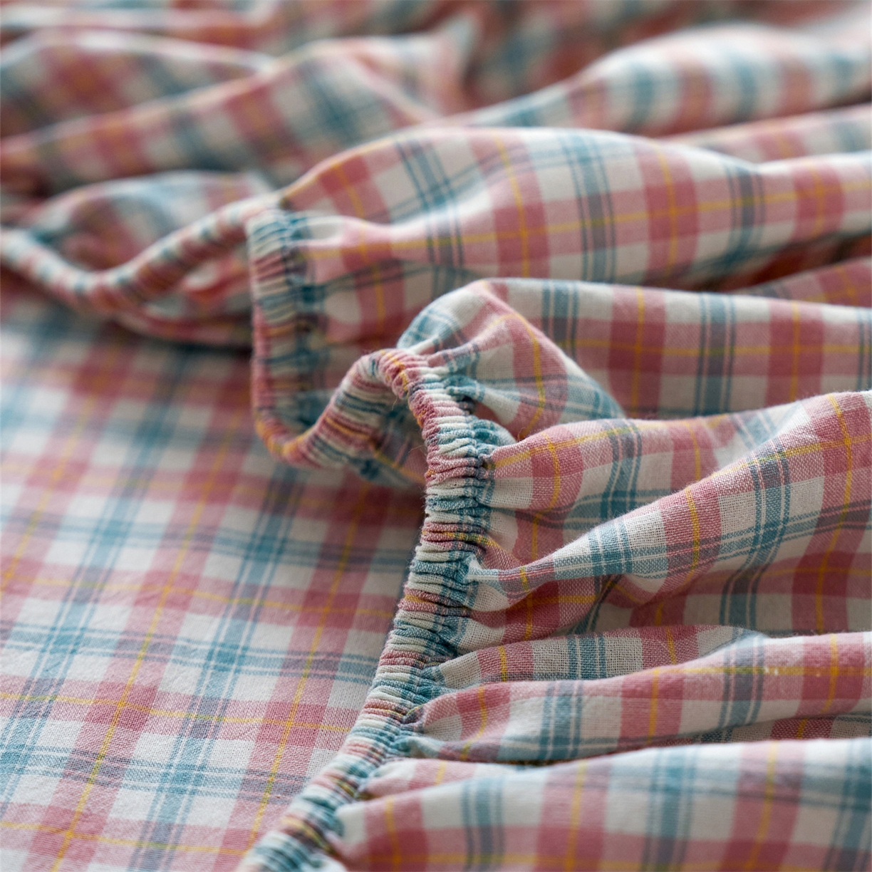 91家纺网 家纺一手货源 找家纺 启程家纺 2026新款全棉纯棉色织水洗棉单床笠床笠单件单品床笠 松墨